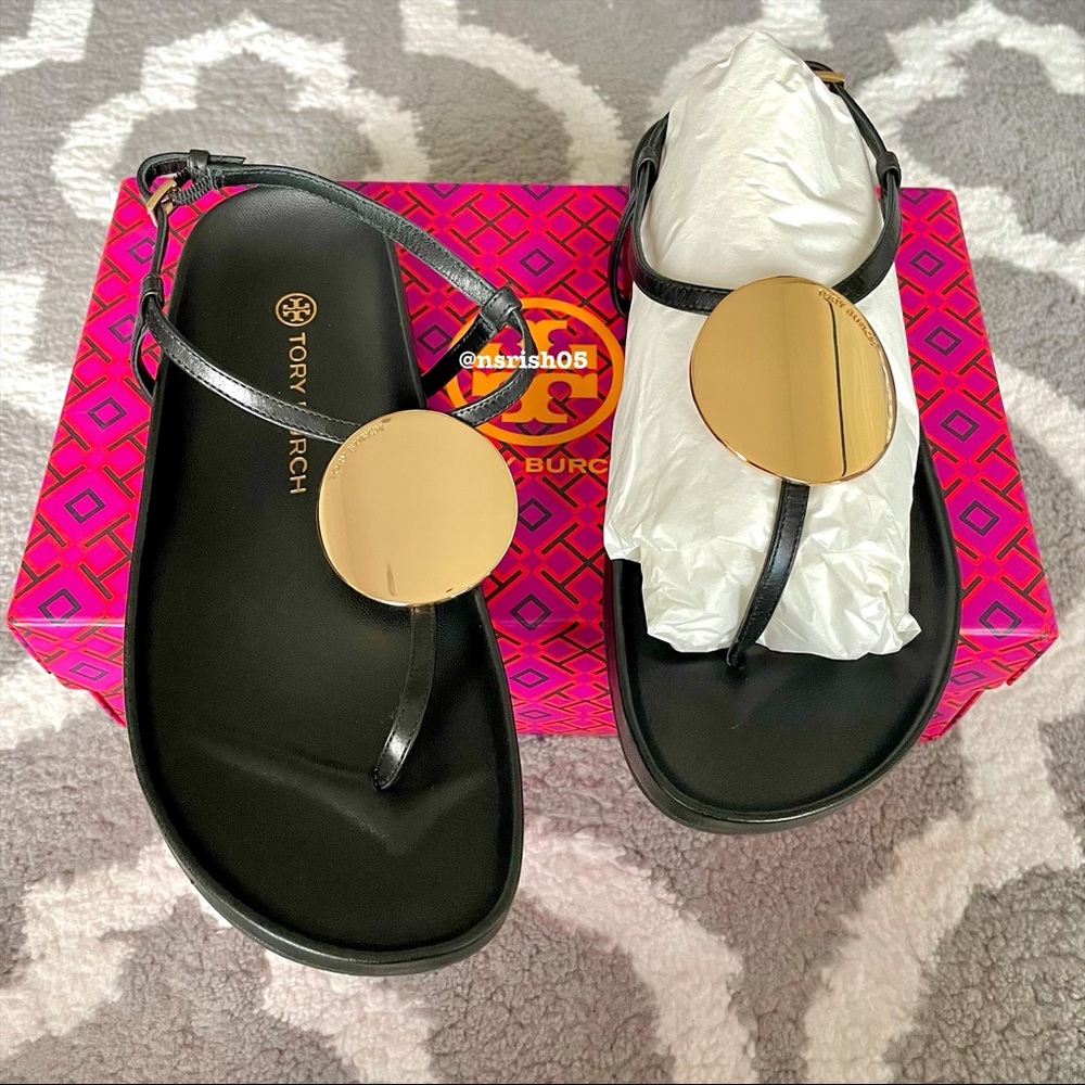 ☀️NWT☀️TORY BURCH Patos Sandals Black 7 - Picture 4 of 11